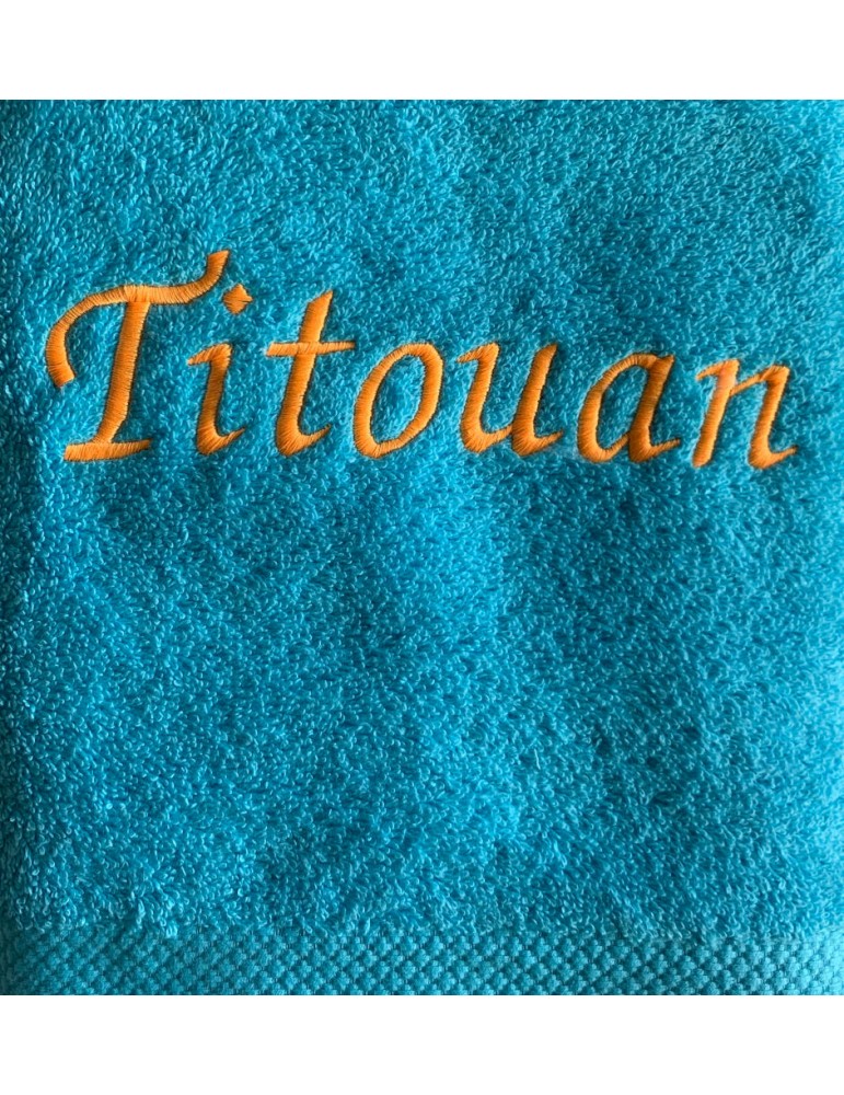 Serviette bleu océan personnalisée prénom Titouan