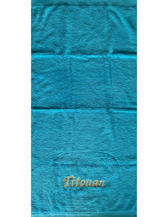 Aperçu d'une serviette bleu océan personnalisée prénom