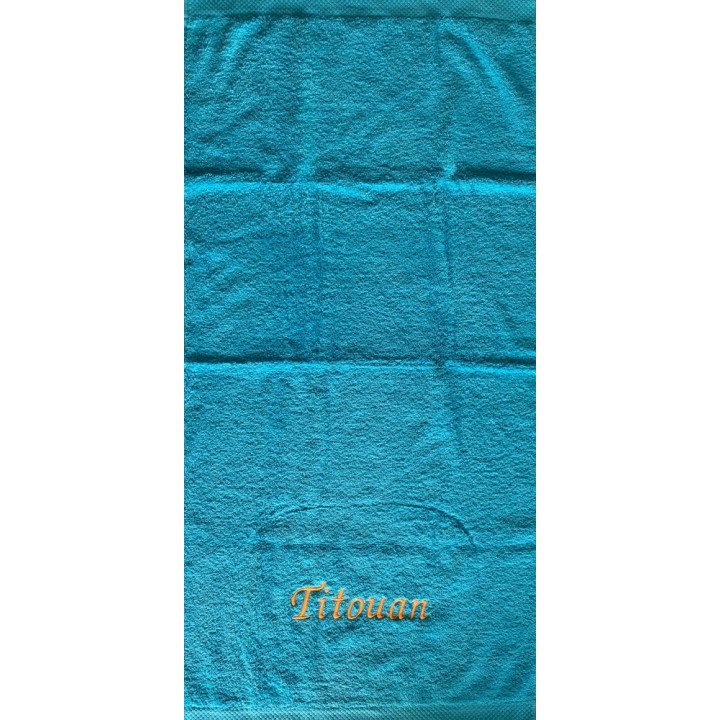 Aperçu d'une serviette bleu océan personnalisée prénom