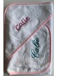 Ensemble bavoir & sortie de bain rose personnalisés prénom Calie