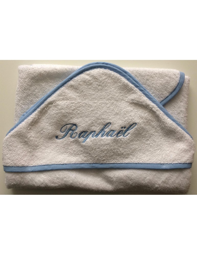 Sortie de bain bleu personnalisé prénom Raphaël