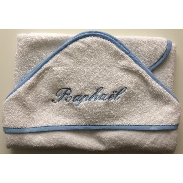 Sortie de bain bleu personnalisé prénom Raphaël