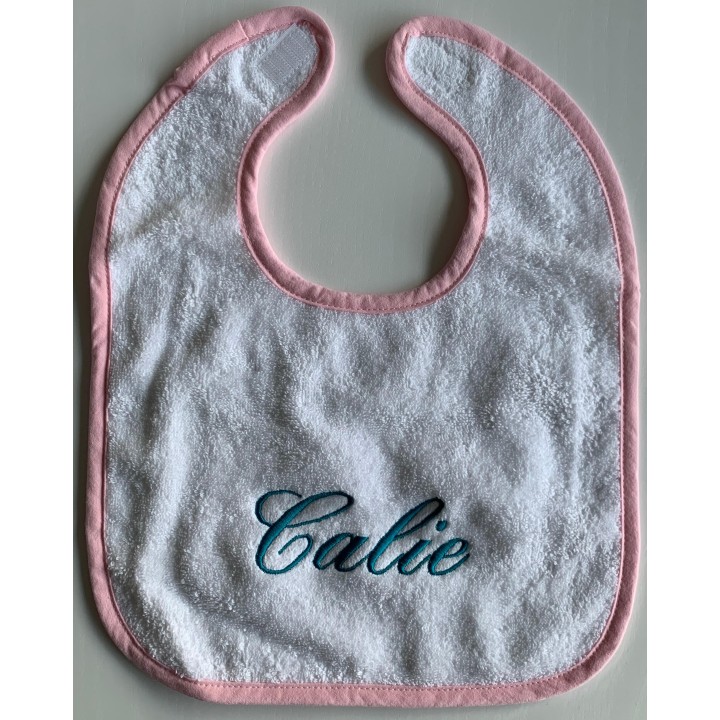 Bavoir rose personnalisé prénom Calie
