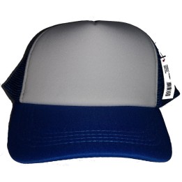 Casquette trucker blanche à visière bleu à personnaliser