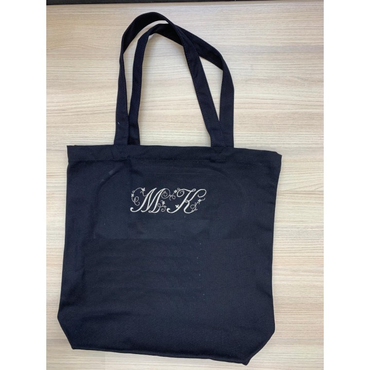 Sac shopping noir personnalisé avec initiales monogrammes