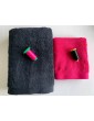 Ensemble de serviettes à personnaliser noir, fushia