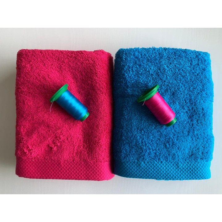Ensemble fushia, bleu turquoise
