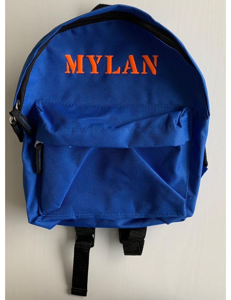 Sac à dos bleu royal personnalisé prénom Mylan