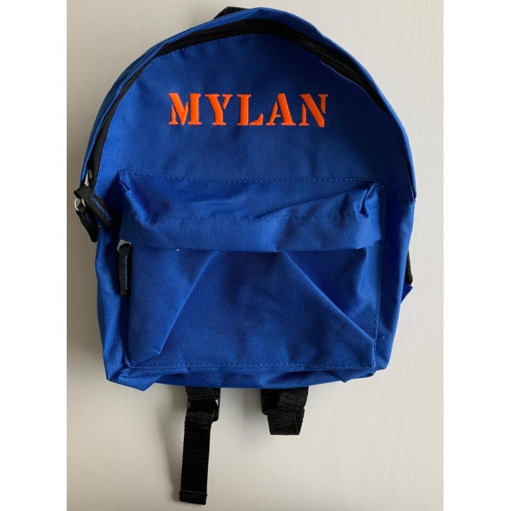 Sac à dos bleu royal personnalisé prénom Mylan