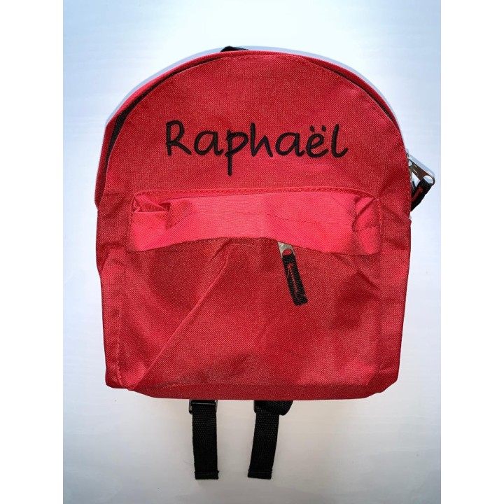 Sac à dos rouge personnalisé prénom Raphaël
