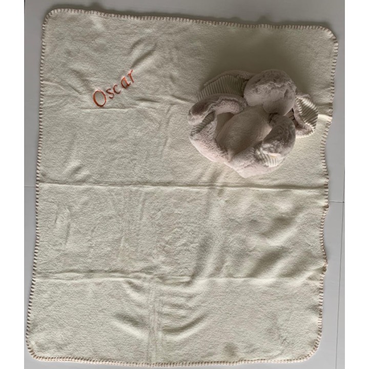 Peluche Lapin avec Couverture Personnalisée et Brodée Prénom