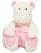 Peluche hippopotame avec couverture rose à personnaliser