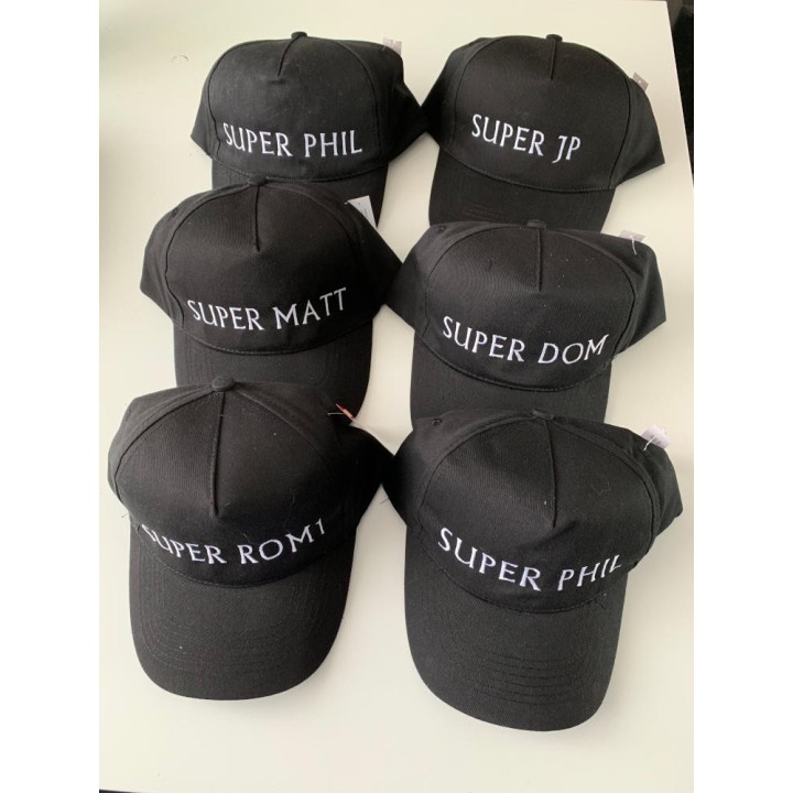 Ensemble de casquettes noires 5 panneaux personnalisées avec un texte