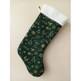 Chaussette de Noël verte personnalisée fabrication française
