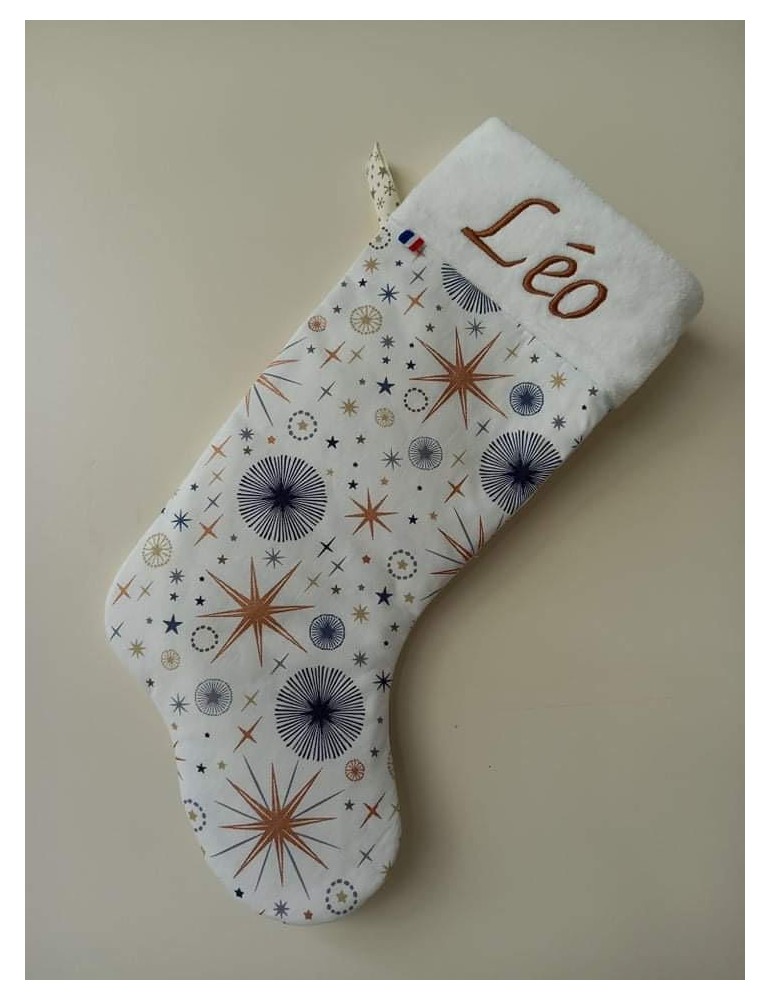 Botte de noël blanche personnalisée prénom Léo