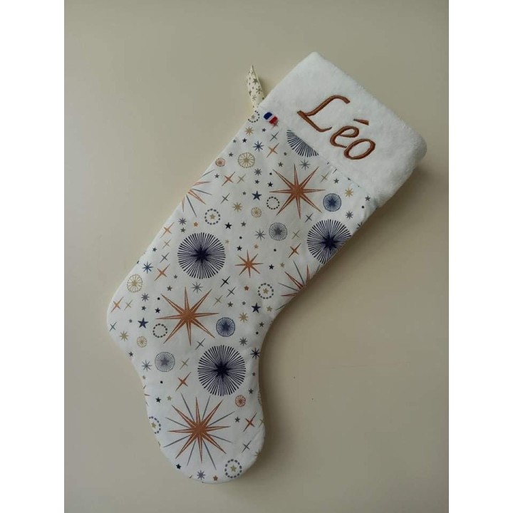Botte de noël blanche personnalisée prénom Léo