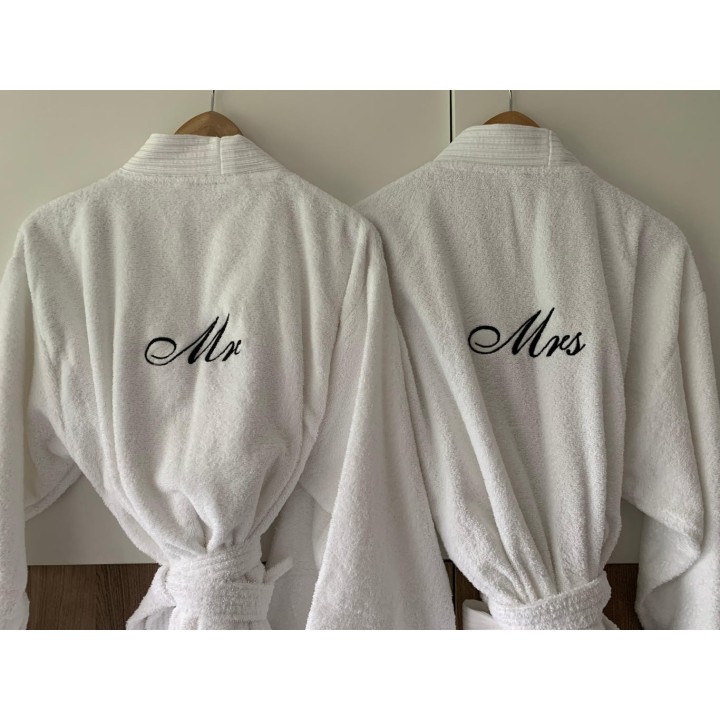 Peignoirs personnalisés couple avec au dos Mr & Mrs