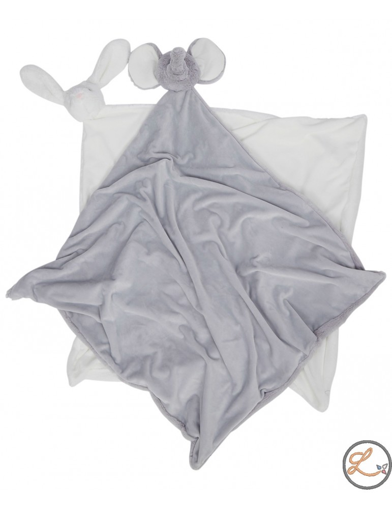 Couverture Doudou Personnalisée Bébé Avec Prénom Brodé - 25x25cm - Doudou Sensoriel Super Doux - Fille Et Garçon - Type 3