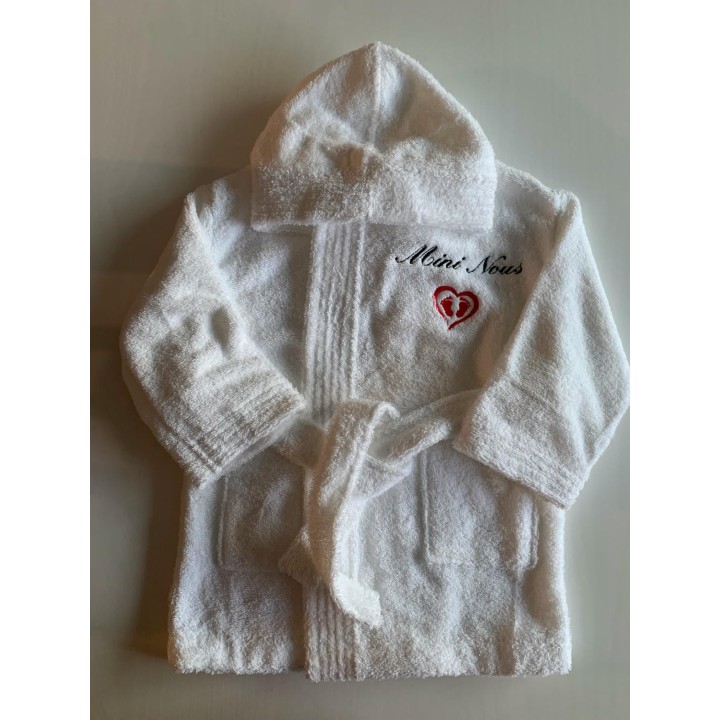 Peignoir capuche blanc enfant personnalisé cœur