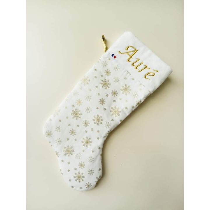 Botte de noël personnalisée prénom Auré en fil doré