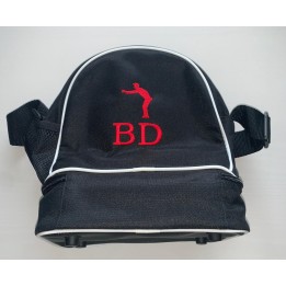 Sac de pétanque noir personnalisé initiales BD brodées et motif bouliste