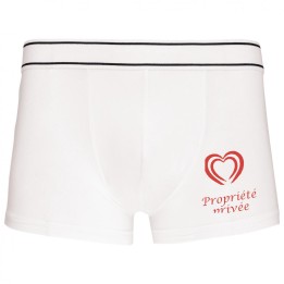Boxer blanc personnalisé avec une broderie texte et un motif optionnel
