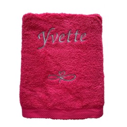 Maxi Drap de Bain 100x150 fushia personnalisé prénom