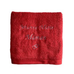 Serviette rouge personnalisée prénom