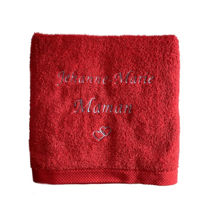 Serviette rouge personnalisée prénom