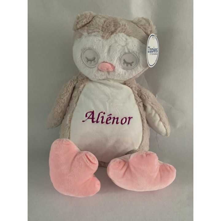 Peluche chouette personnalisée prénom Aliénor