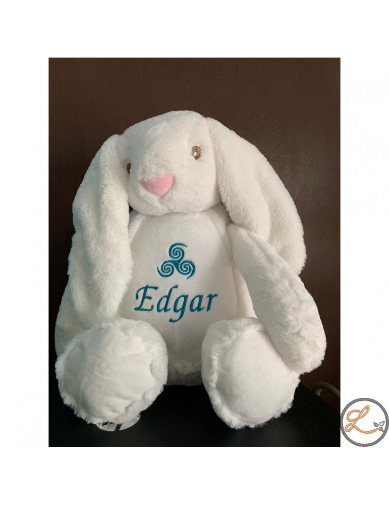 Peluche lapin blanc personnalisé prénom Edgar