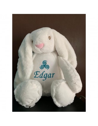 Peluche lapin blanc personnalisé prénom Edgar