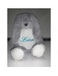 Peluche lapin gris personnalisée prénom Léon