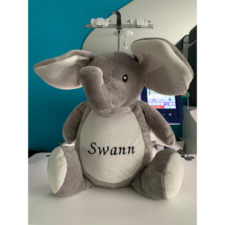 Peluche éléphant personnalisée prénom Swann