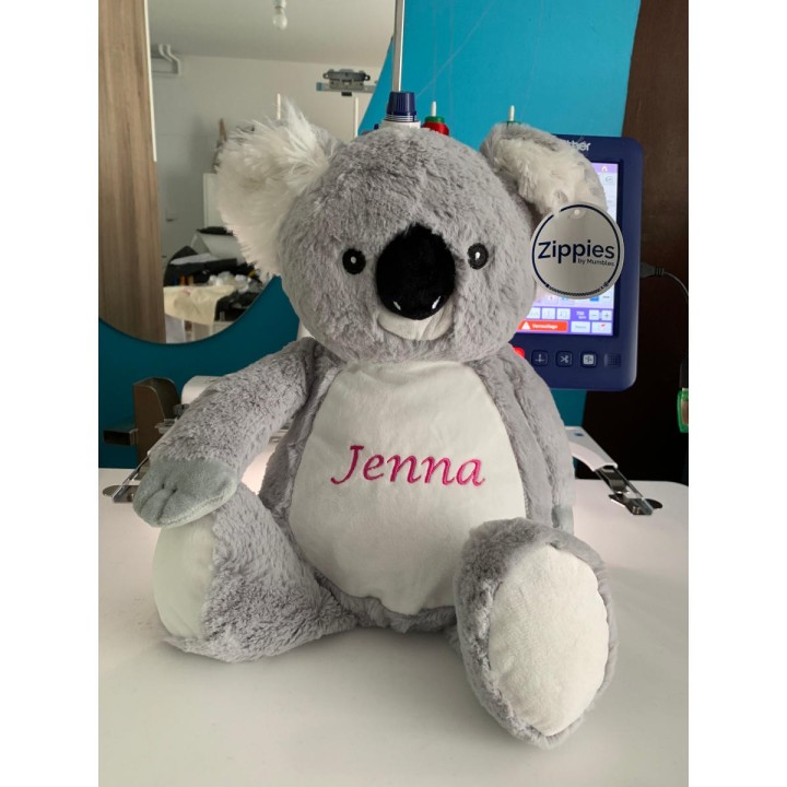 Peluche Koala personnalisée prénom Jenna écrit en rose