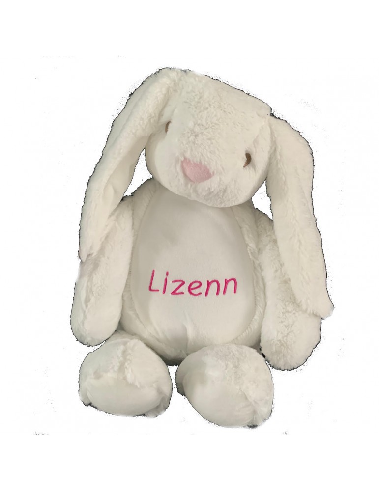 Peluche lapin blanc personnalisée prénom Lizenn