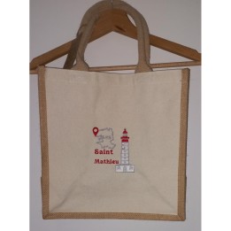 Sac cabas en jute personnalisé avec anse couleur naturel