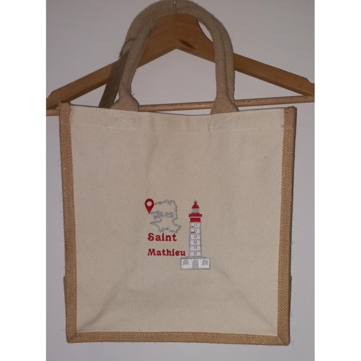 Sac cabas en jute personnalisé avec anse couleur naturel