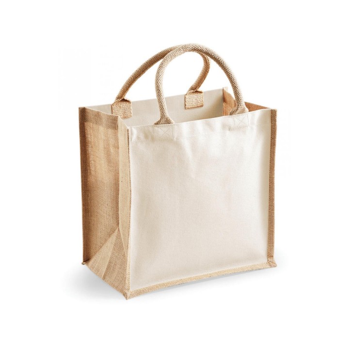 Sac personnalisé en toile de jute avec anses beige, la référence !