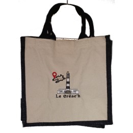 Sac cabas en jute personnalisé avec anses  noires