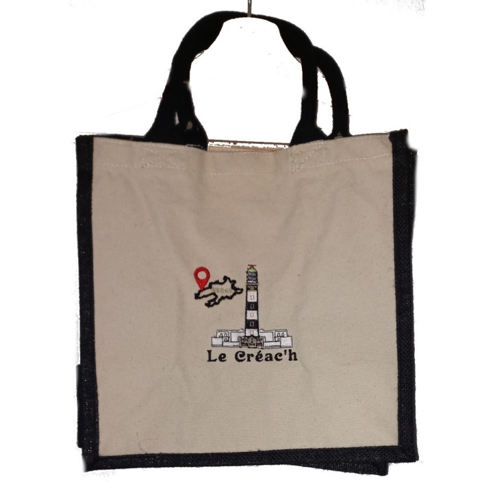 Sac cabas en jute personnalisé avec anses  noires
