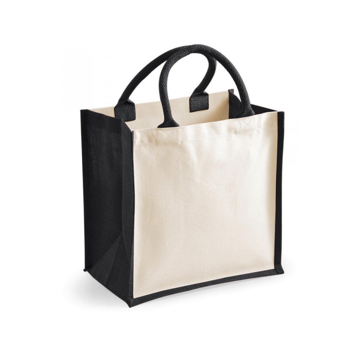 Sac en toile de jute à personnaliser avec anses noires