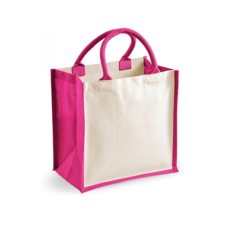 Sac en toile de jute personnalisé avec anses fuchsia, une référence !