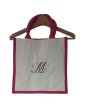 Sac en jute avec anses fuchsia personnalisé