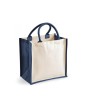 Sac cabas en toile de jute avec anses bleu marine à personnaliser