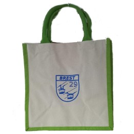 Sac cabas en jute personnalisé avec anses couleur vert