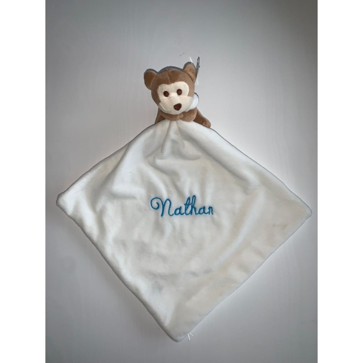 Doudou Singe Personnalisé avec Prénom brodé Nathan