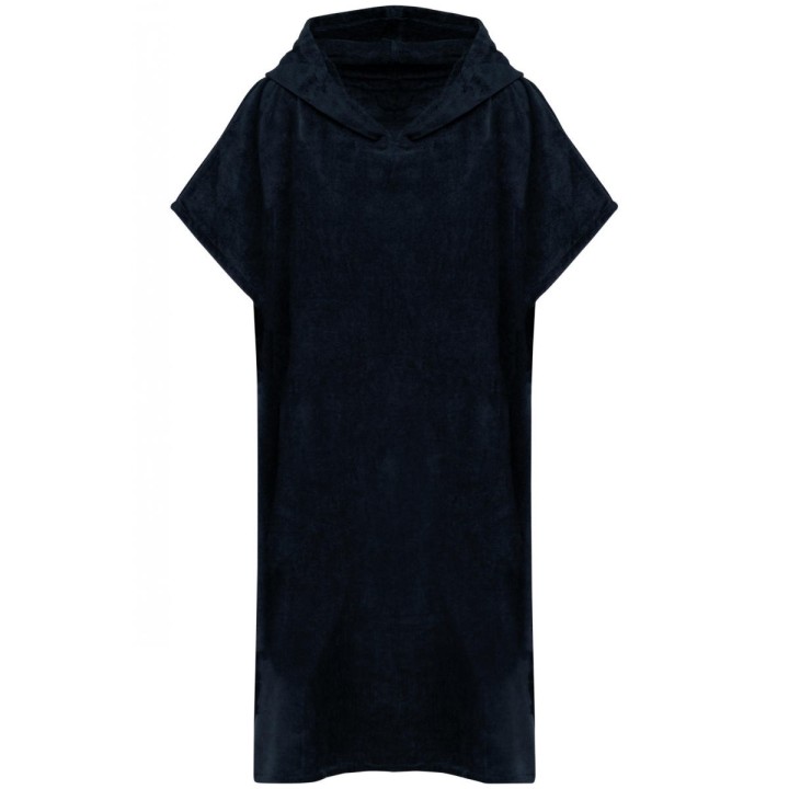 Poncho à capuche bleu marine personnalisable vu de face