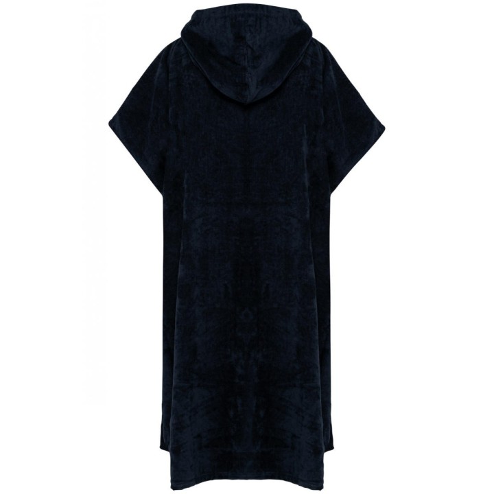 Poncho à capuche bleu marine personnalisable vu de dos