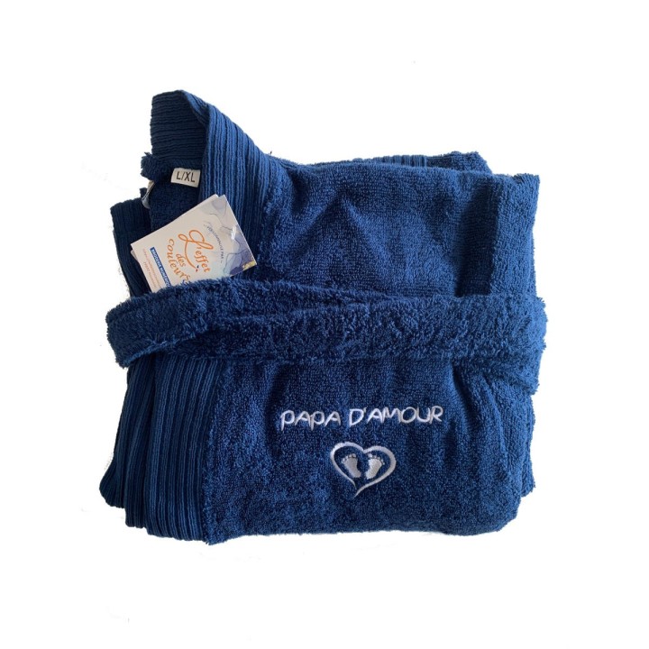 Peignoir Personnalisé Bleu Marine, Le Couple Gagnant !